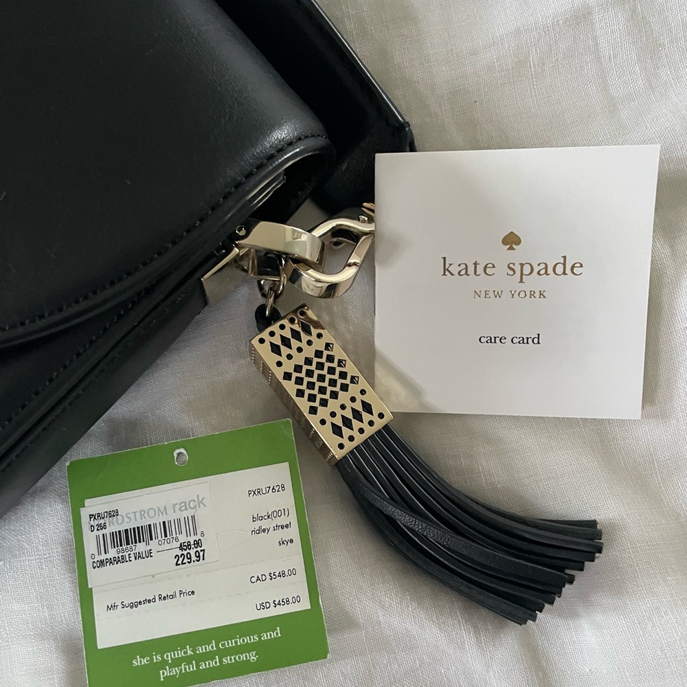 Kate Spade Ridley Street Skye  Black Satin Leather Bag with Gold Accents - Tags - Picture 2 of 6